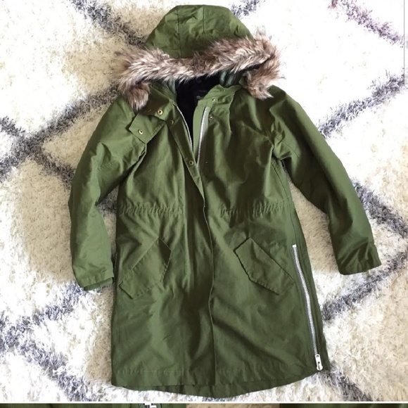 Madewell Olive Green Fur Jacket - Picture 1 of 6